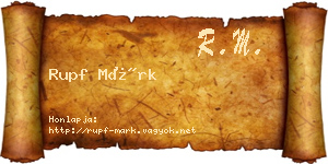 Rupf Márk névjegykártya